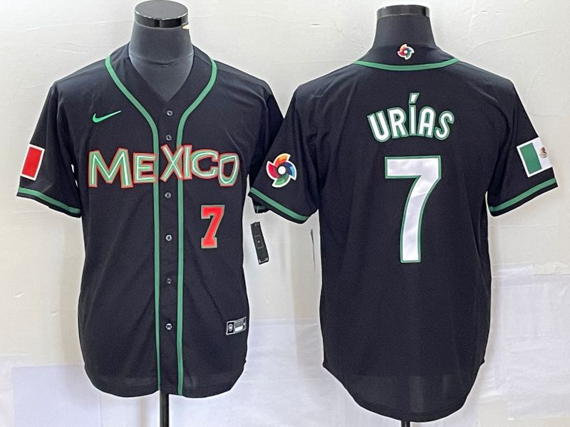 Men 2023 World Cub Mexico 7 Urias Black white Nike MLB Jersey19